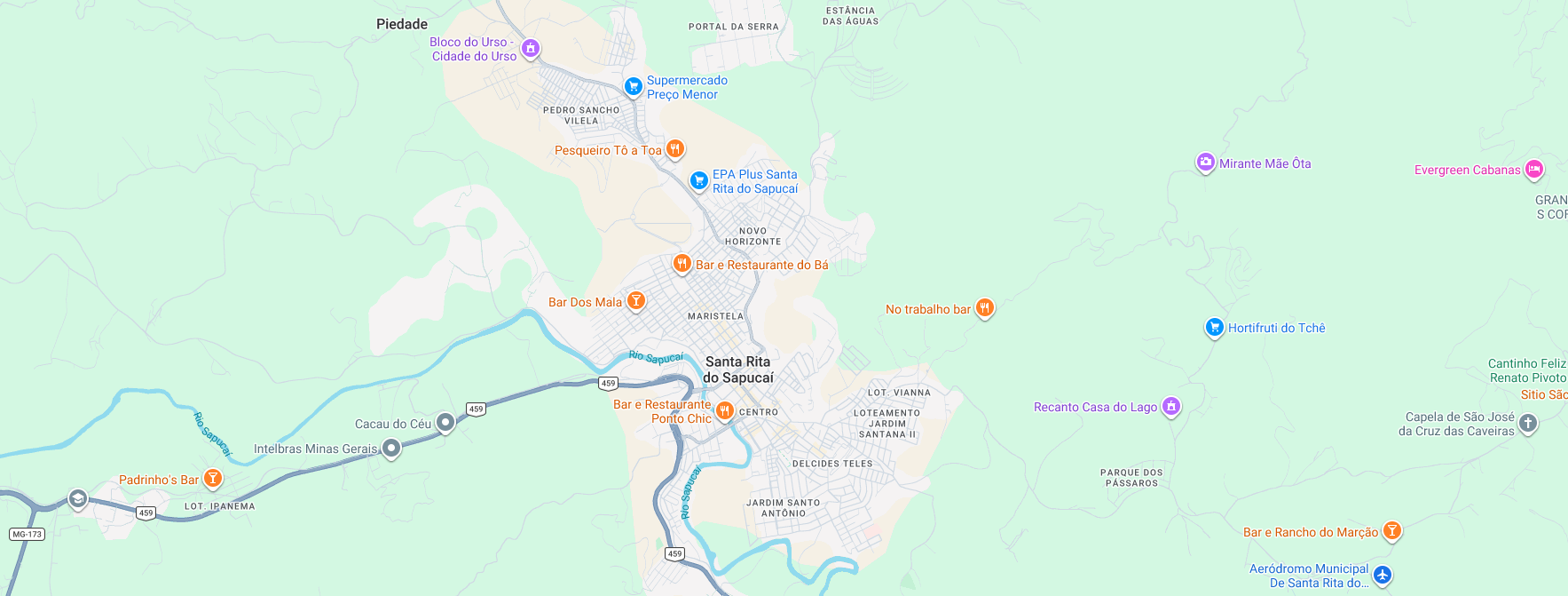 Mapa da região de atendimento da Nibble em Santa Rita do Sapucaí